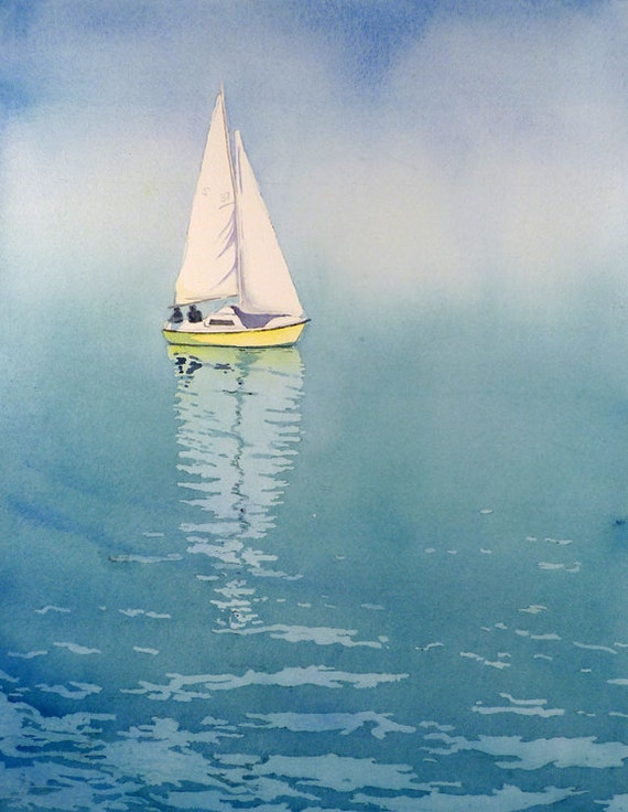 sailboat watercolor painting for sale