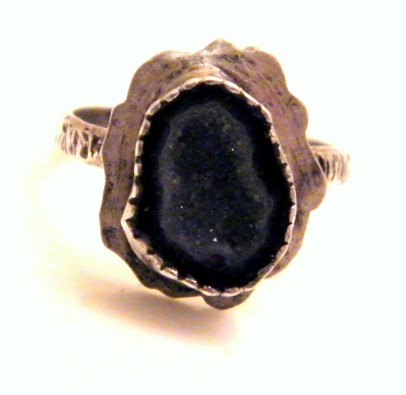 Sparkly Druzy Geode Ring in Sterling Silver by bezaleljewels