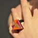 Pink & orange perspex GEOMETRIC DIAMOND RING m/l