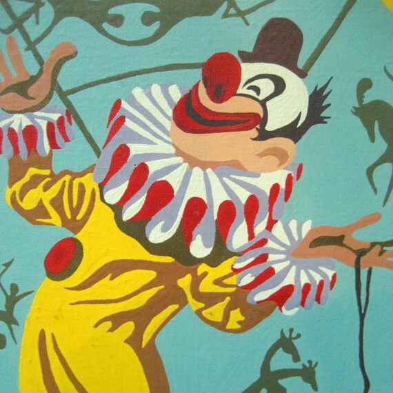 Items similar to Vintage Circus Clown Painting on Etsy