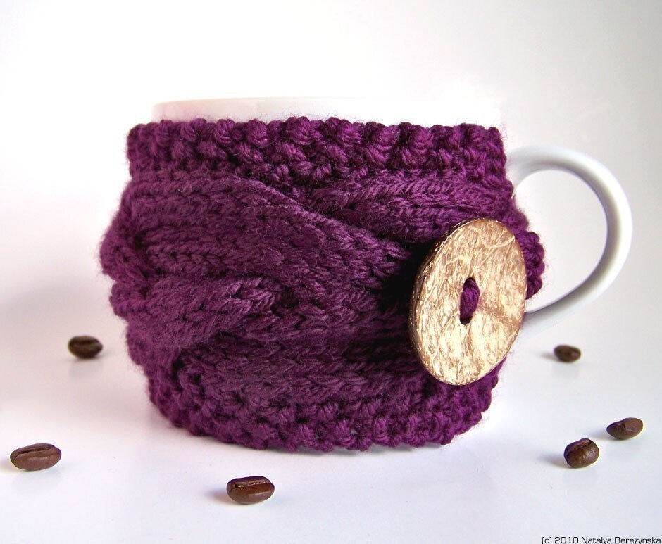 Knitting PATTERN Coffee Cup Cozy Pattern Tea Cozy Pattern
