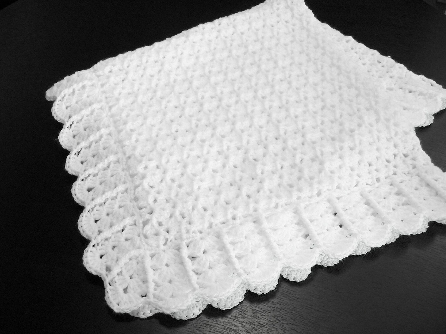 White Baby Blanket Afghan Crochet Christening by littledarlynns