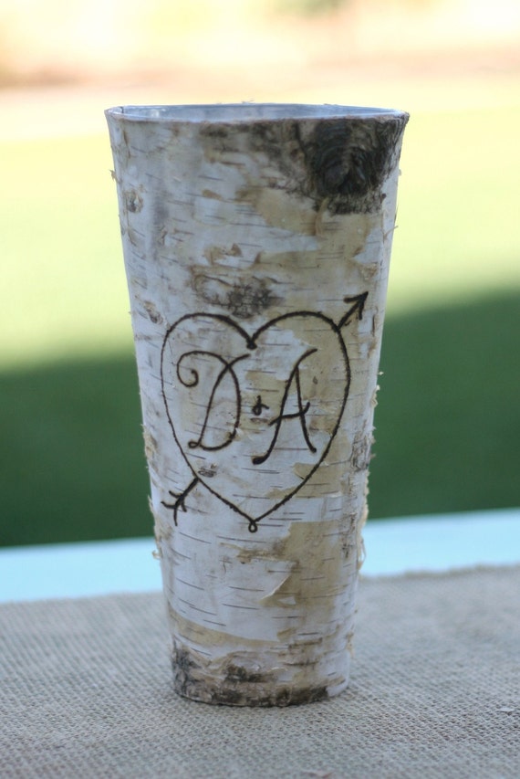 Personalized Birch Bark Wood Vase (item E10543) by braggingbags