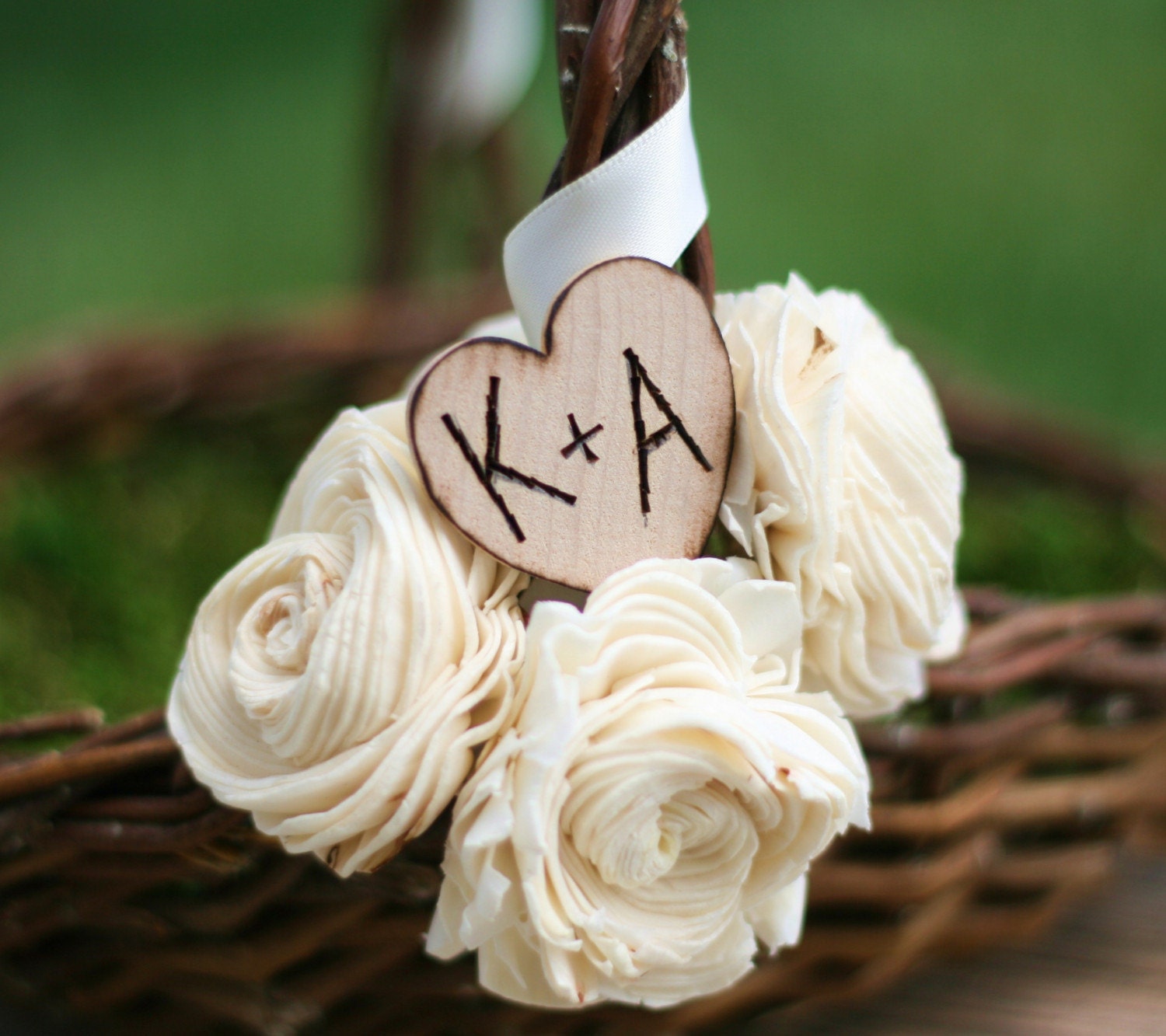 Personalized Flower Girl Basket Woodland Rustic by braggingbags