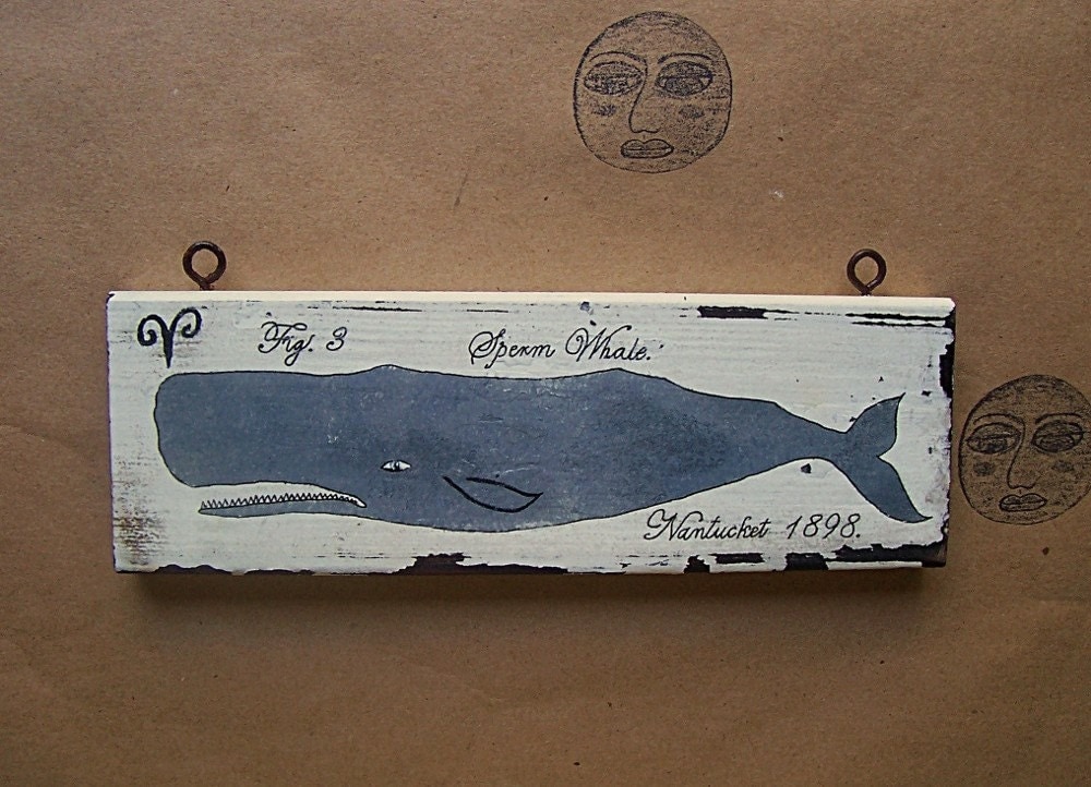 Original NANTUCKET WHALE Folk Art Painting