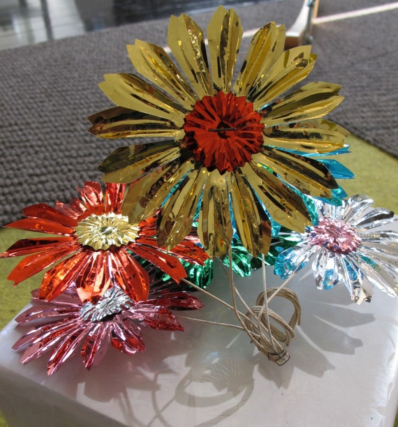 Vintage Holiday Decorative Jewel Toned Flower Picks or Gift