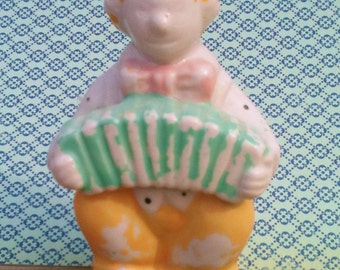 Vintage Shabby Clown with Accordian Figurine