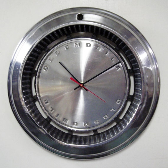 1970 Oldsmobile Hubcap Wall Clock Retro Olds Car Clock