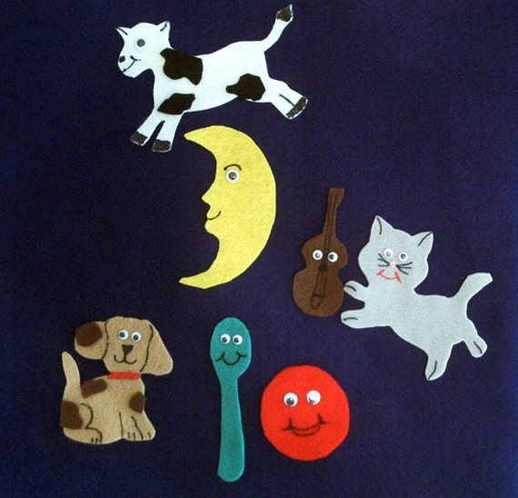 Items similar to Hey Diddle Diddle Flannel Board Felt Story Set AND