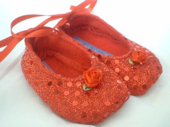 red sparkle baby shoes