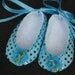 RESERVED LISTING for Lupe Medina - Sweet Aubrey Aqua Blue Sparkle Baby Shoes - Ballet Style With Aqua Ankle Ties For Infants And Toddlers
