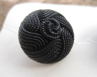 Vintage Black Bead Textured Streamline Italy Buttons