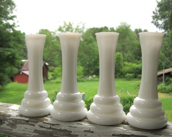 Vintage Milk Glass Vases set of 4 Matching Collection