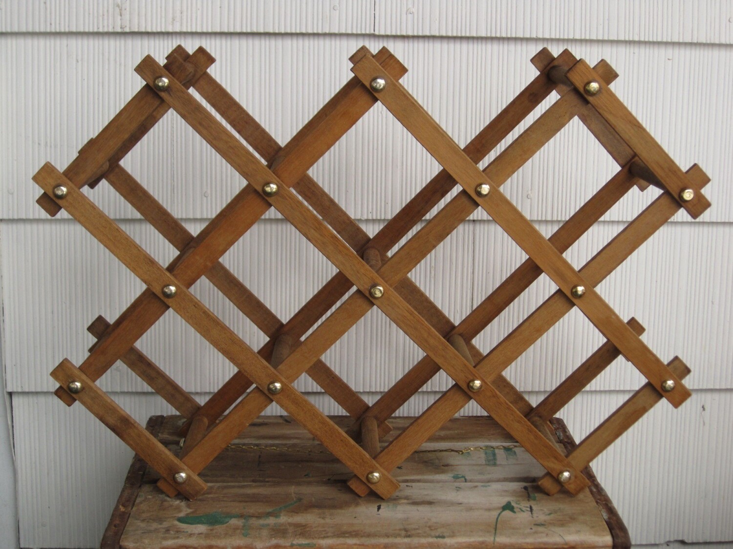 Vintage Wood Accordion Folding Rack