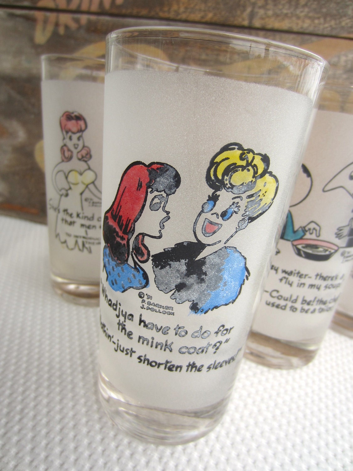 Vintage 1950s Novelty Barware Glasses Adult Humor Kitsch Fun