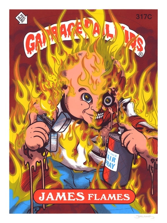 Items similar to Garbage Pail Kids "James Flames" Limited Edition
