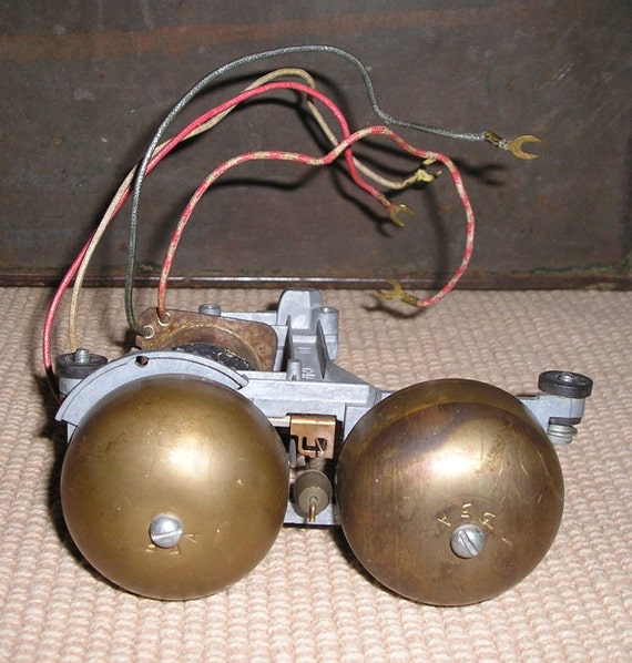 Brass Telephone Bell Unit Old Crank Style Wooden Wall Phone