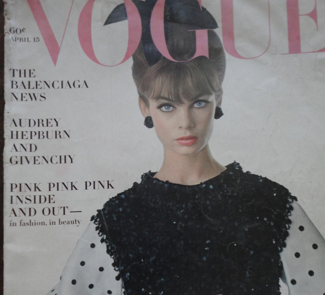 Vintage Vogue Magazine April 15 1963 Audrey Hepburn