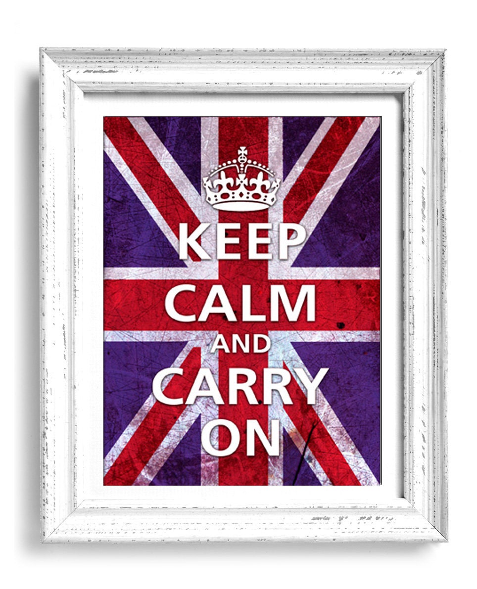 Union Jack Keep calm and Carry on 8x10 art print words