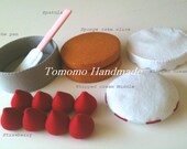 ETSY  Pretend food - Play food - Felt   food ,    How to make  the Strawberry cake set.