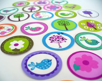 Stickers Envelope Seals Spring Birds Flowers Trees SES24
