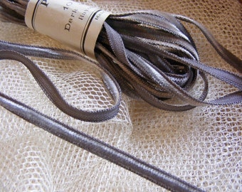 Vintage French 1920's Velvet Ribbon 3/16 Inch Gorgeous Dark Elephant Grey