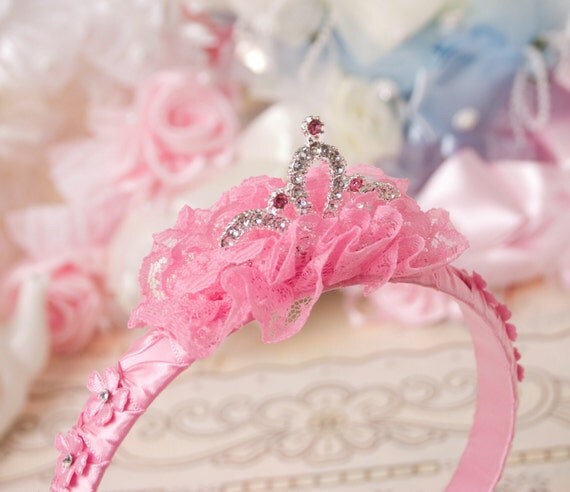 HANDMADE PINK PRINCESS TIARA HEADBAND FOR LITTLE