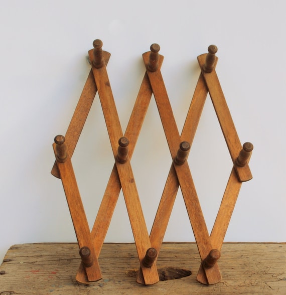 Wooden Accordion Rack Peg Cup Holder Folding Wall by cabinwindows