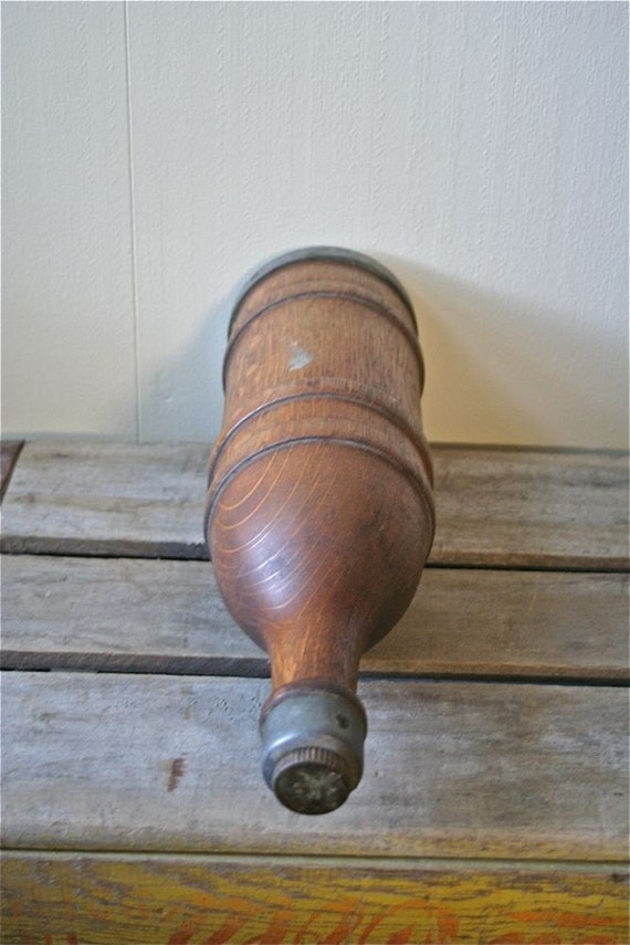 Antique Wooden Whiskey Decanter Bottle Scotch by