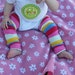 Baby Leg Warmers in Pink Yellow blue and White Stripes