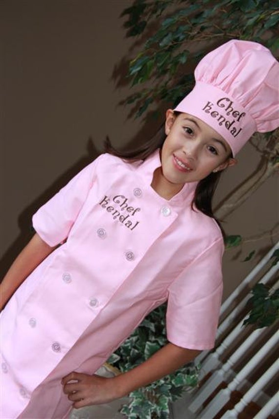 Child’s Personalized Chef Coat and Matching Hat Set