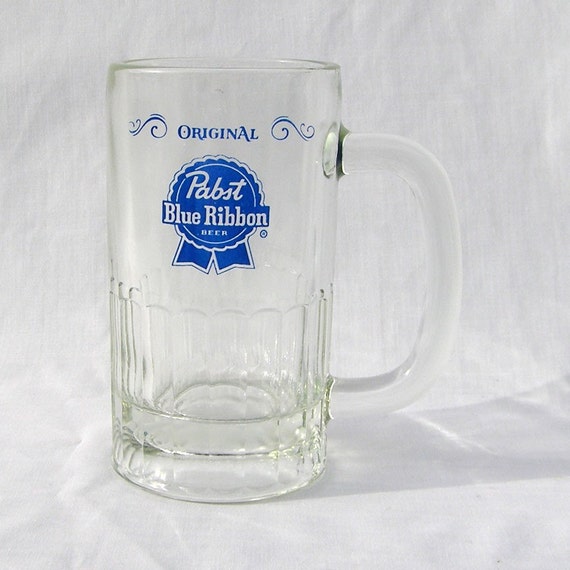 Vintage Pabst Blue Ribbon Glass Mug by MachoMachismo on Etsy