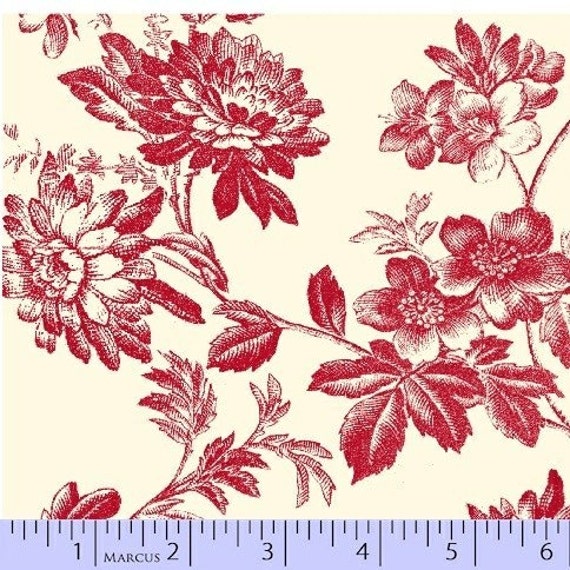 Large Red Floral Print Fabric Gallery In Red by NauvooQuiltCo