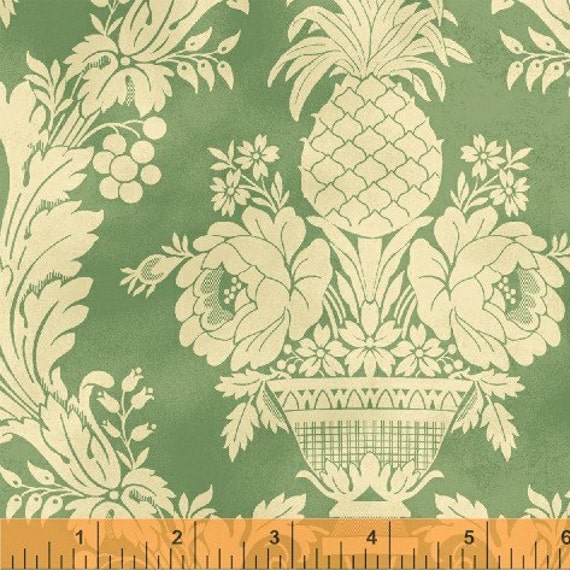 Green Pineapple Damask Bountiful Williamsburg