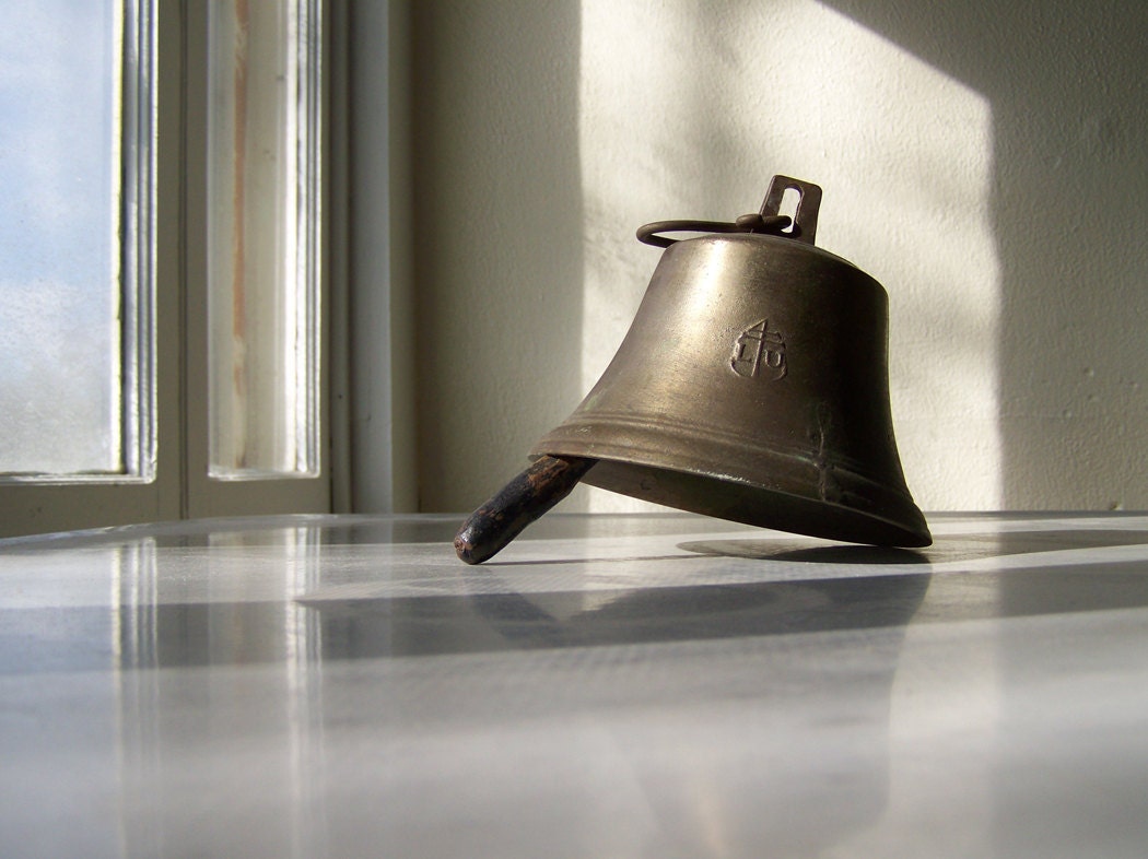 Large Brass Bell hanging dinner bell outdoor by MidwestFinds
