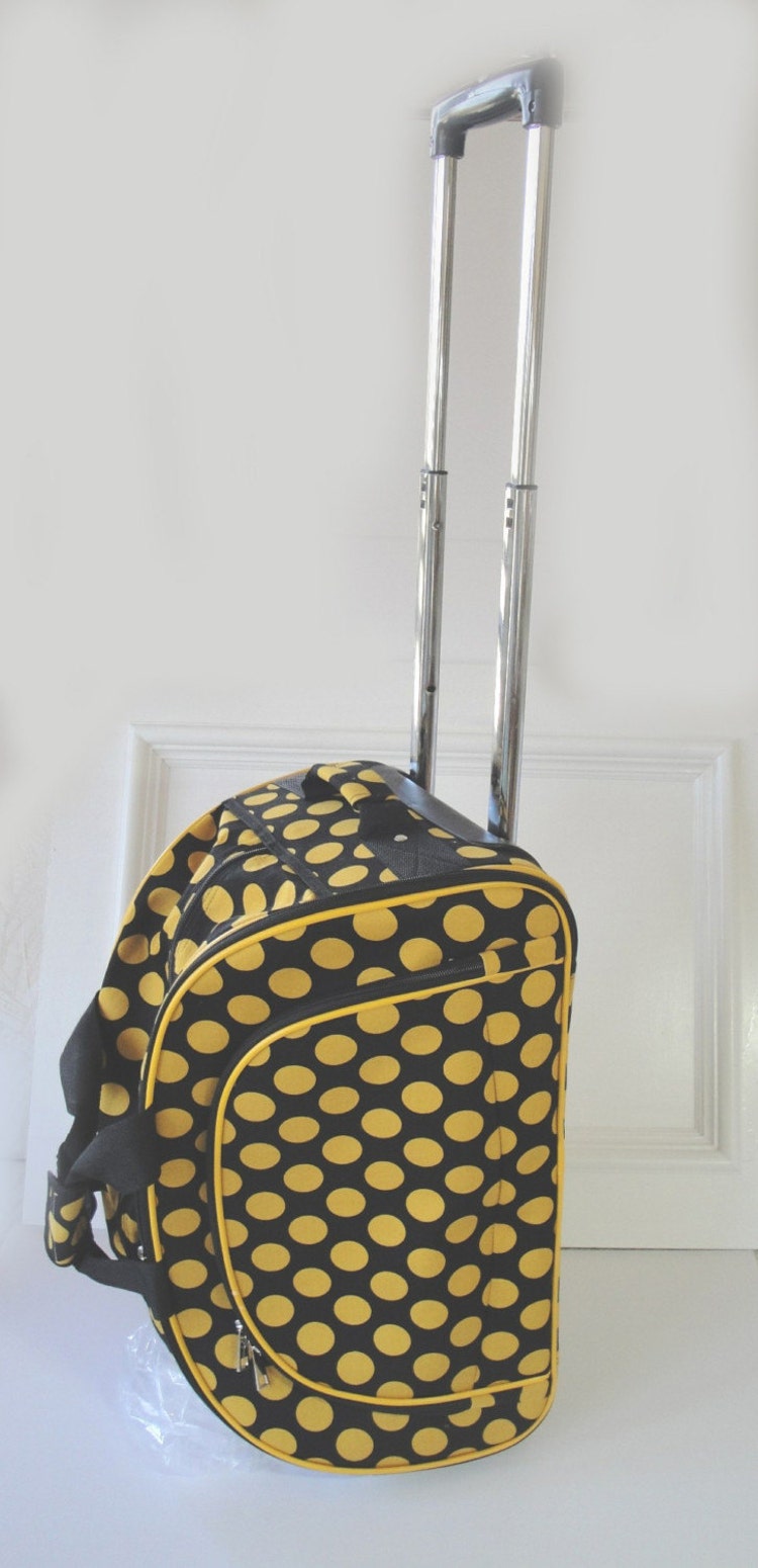 Large Black and Gold Canvas Rolling Duffle Bag by DeerpathDesigns