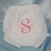 Monogrammed White Eyelet Trimmed Baby Bloomers/Diaper Covers