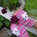3 sizes..Hand Knit Cute Pink Stripe Hello Kitty Wrist Warmers
