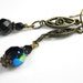 Extra Long, Sapphire Blue Victorian Style Dangle Earrings, Extra Long Earrings, AB Czech Glass, Gifts For Her, Antiqued Bronze, Under 20