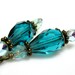 Teal Vintage Style Glass Dangle Earrings, Aqua Turquoise Color