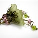 Pink and Green Dangle Earrings, Lucite Flowers, Swarovski Crystal Jewelry, Antique Brass Earrings, Vintage Style Jewelry