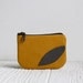 Ipod Case, Eco Friendly Bag, Vegan Suede Feather, Coin Purse, Yellow & Gray