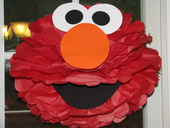 Red Monster tissue paper pompom kit, inspired by "Elmo" from Sesame Street Il_570xn