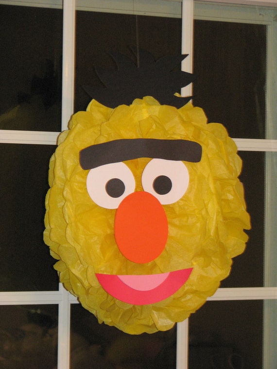 Yellow Monster tissue paper pompom kit, inspired by "Bert" from Sesame Street Il_570xn