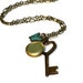 Key to My Heart Necklace - Vintage Mini Locket Teal Butterfly