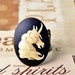 Unicorn Cameo Ring - Adjustable Ring in Ivory and Black. Novelty Ring