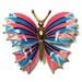 Vintage 60s Butterfly Brooch . Pink Brooch . Enamel Brooch . Butterfly Pin . 60s Brooch . 60s Pin