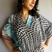 White Black Dots with Blue Flowers kaftan Robe - Perfect long dress, beachwear, spa robe, make great Anniversary or Birthday gifts