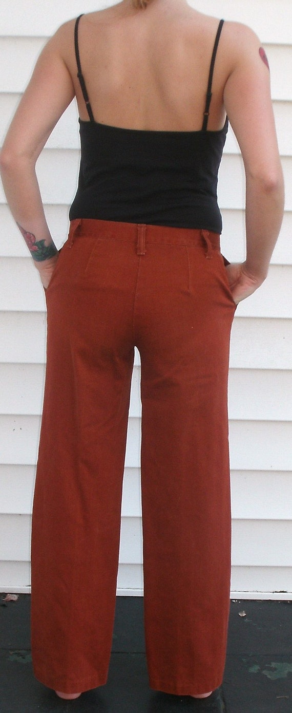 burnt orange wide leg pants