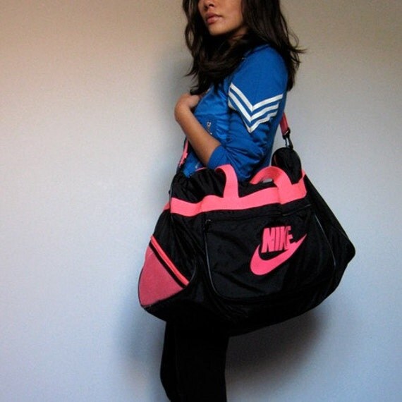 bag strap nike Nike pink Vintage Neon 80s Duffle MidnightFlight Bag black by